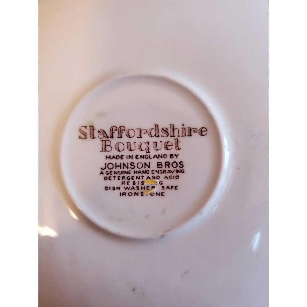 Staffordshire Bouquet Johnson Bros England Teacup Saucers Desert Plates 9 pieces